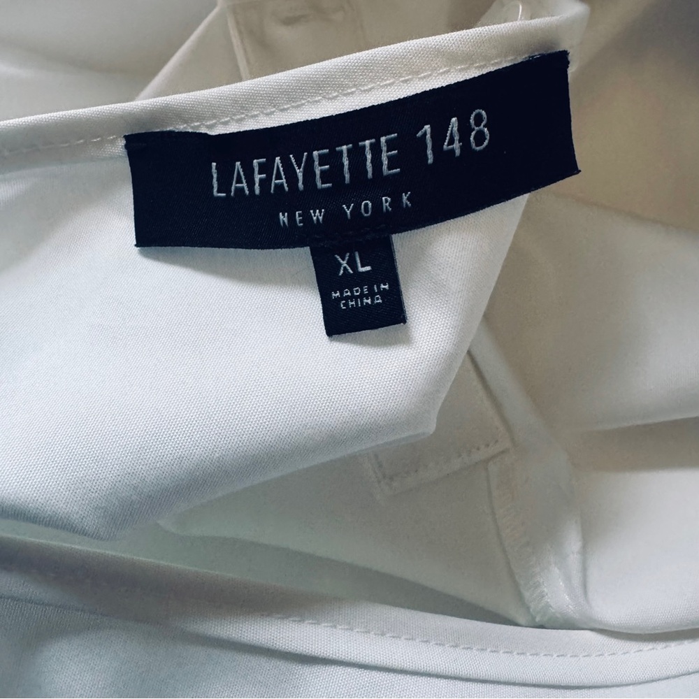 Lafayette 148 New York Elaina Tie-Sleeve Stretch Cotton Blouse - Picture 9 of 10